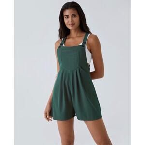 Halara Overall Romper Teal Size Medium Pockets Shortalls Adjustable Straps